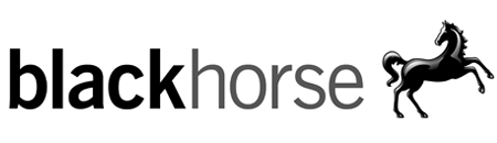 black horse text logo on a white background