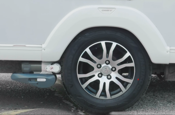 The wheel of a trailer tent vehicle